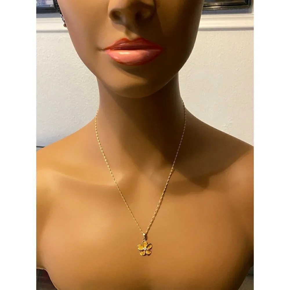925 Plumeria on 14k Twisted Chain‎